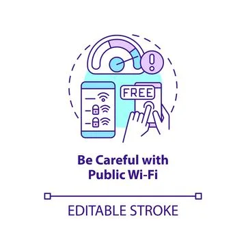 Be careful with public network concept icon Stock Illustration