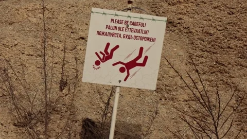 Be careful sign at the mount Stock Footage 270496545