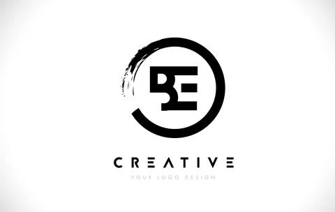 BE Circular Letter Logo with Circle Brush Design and White Background. Stock Illustration