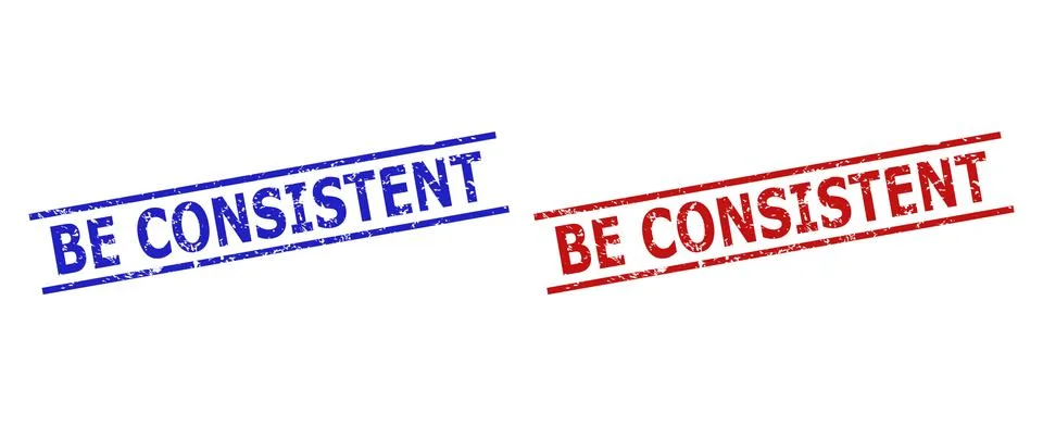 BE CONSISTENT Stamp Seals with Distress Style and Parallel Lines Ilustración de archivo