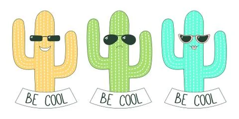 Be cool stickers cacti Stock Illustration