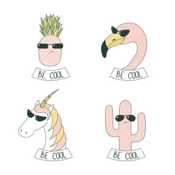 Be cool stickers Stock Illustration
