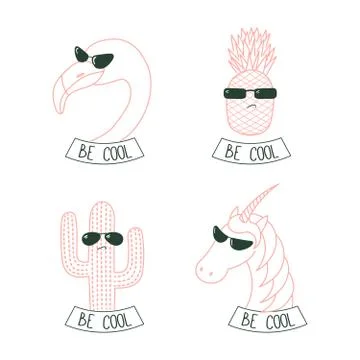 Be cool stickers Stock Illustration