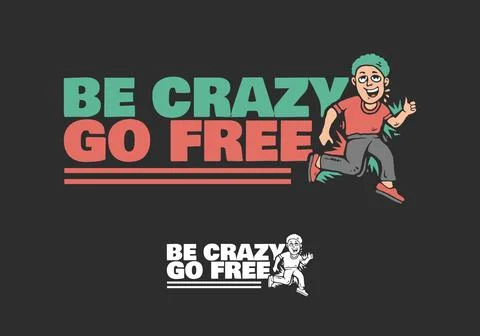 Be crazy go free. Man jumping, character illustration in flat art style. In.. Stock Illustration