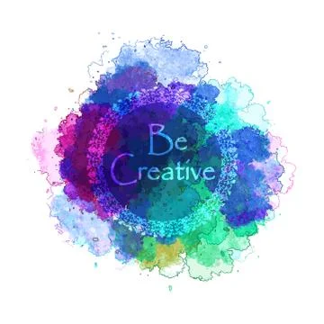 Be creative - rainbow vector   watercolor  blot Stock Illustration
