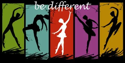 Be different. Ballet dancers black and white Stock Illustration