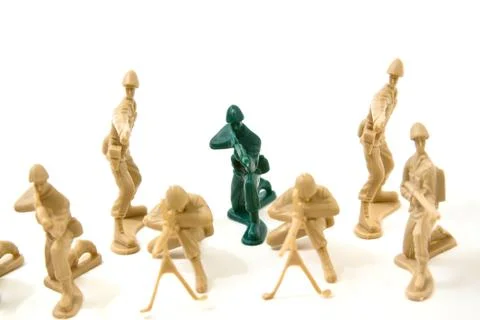 To be different concept - plastic army men Stock Photos
