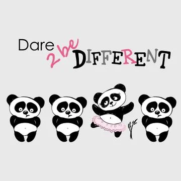 Be different, Cute Panda in various poses Stock Illustration
