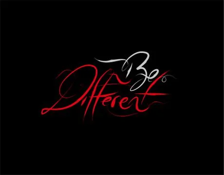 Be Different Lettering Text on Black background in vector illustration Stock Illustration