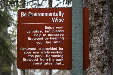 Be Environmentally Wise sign asking to conserve wood Stock Photos