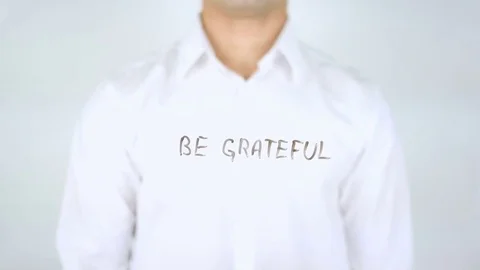Be Grateful, Man Writing on Glass Stock Footage