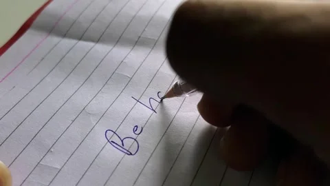 Be Happy Handwritten on Notebook Page with Blue Pen 動画素材 320213222