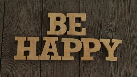 Be Happy, text words typography written with wooden letter, life and busine.. Stock Footage 231956493
