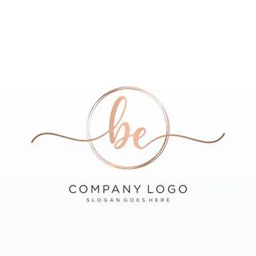 BE Initial handwriting logo design Stock Illustration