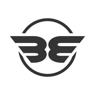 BE Initials Winged Shape Symbol Design Stock Illustration