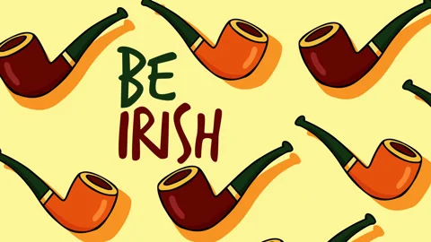 Be Irish Saint Patricks Day Pipe Pattern Background Stock-Footage 331922457