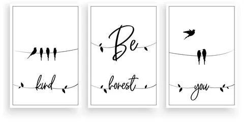 Be kind, be honest, be you, vector. Scandinavian minimalist art design Stock Illustration