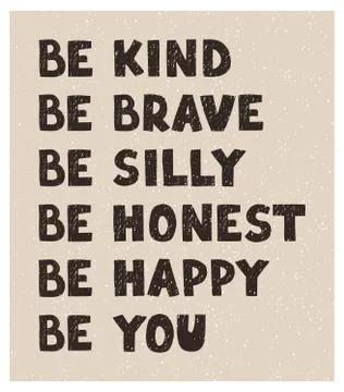 Be kind - fun hand drawn nursery poster with lettering Illustrazione stock