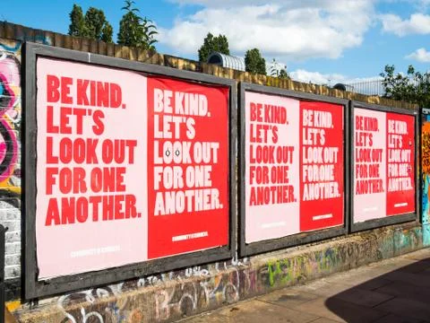 `Be kind, let`s look out for one another`poster Stock Photos
