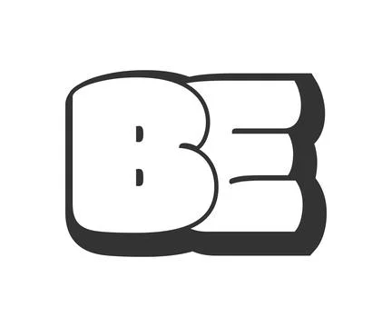 BE logo, bubble comic lettering, rounded in graffiti style black and white .. Stock Illustration