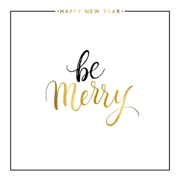 Be Merry gold text isolated Stock Illustration