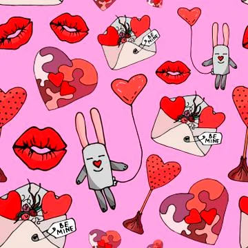 Be mine seamless vector pattern Stock Illustration