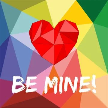 Be mine valentines vector card with heart on wrapping surface background Stock Illustration