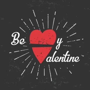 Be my valentine creative concept. february 14 postcard design. Vintage valentine Stock Illustration