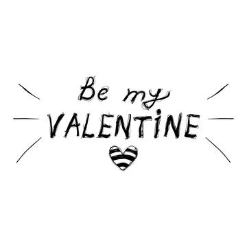 Be my valentine text design with heart shape on a white background showing .. Stockillustratie