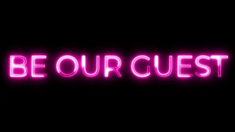 Be Our Guest Neon Text Animation Video stock 320391362