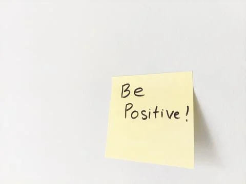 Be Positive Reminder on Sticky Note Stock Photos