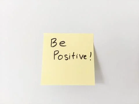 Be Positive Reminder on Sticky Note Stock Photos