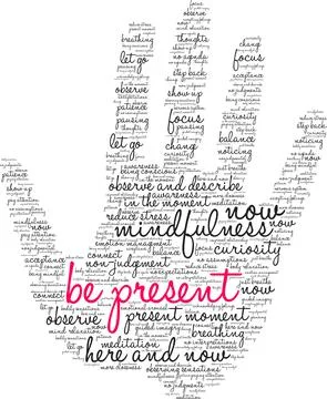 Be Present Word Cloud 스톡 일러스트