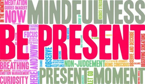 Be Present Word Cloud Ilustração Stock