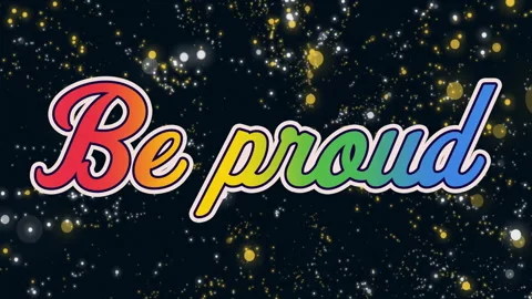 Be proud text animation over sparkling stars on dark background Stock Footage 303793989