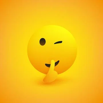 Be Quiet! - Winking, Shushing Face Gesturing - Showing Make Silence Sign - .. Stock Illustration