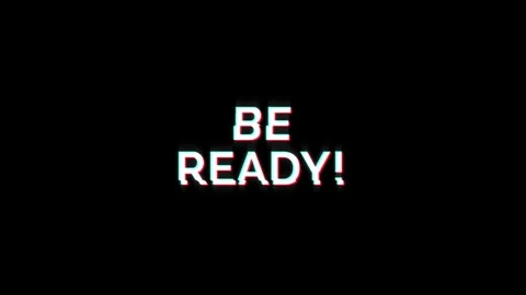 Be ready motion text loop animation with glitch background effect Video stock 313435664