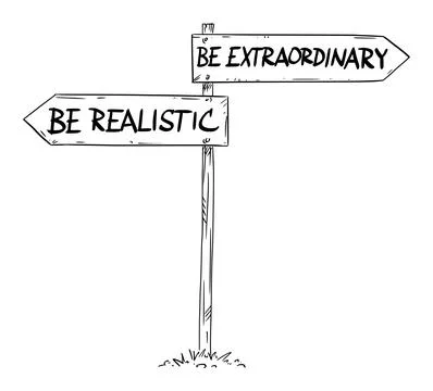 Be Realistic or Extraordinary Decision , Vector Cartoon Illustration Stock Illustration