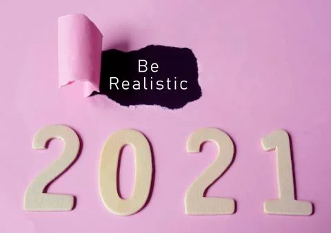 Be realistic text on torn paper with Year 2021 background Stock Photos