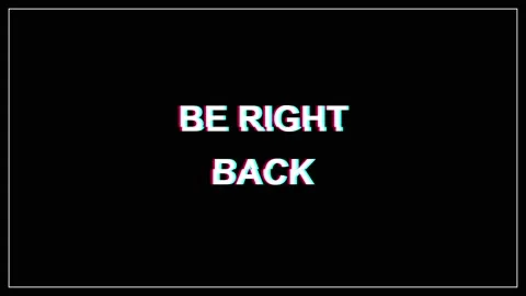 Be Right Back glitch message with digital distortion on black background Stock Footage 345654140