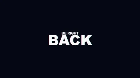 Be Right Back glitch screen animation with digital distortion effect for Stock Footage 345654107