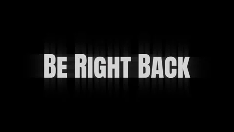 Be Right Back glitch transition text with scanline VHS distortion effect Stock Footage 320752245