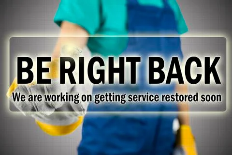 Be right back - isp interruption message Stock Photos