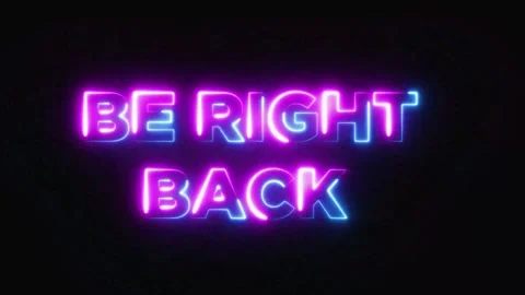 Be right back neon text animation with retro glitch effect Stock Footage 321469548