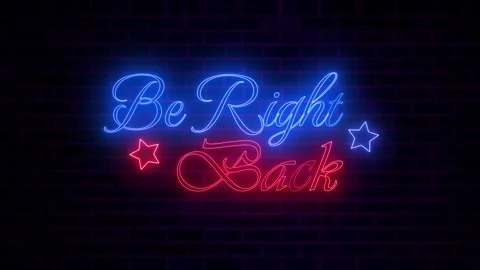 Be Right Back Stream Overlay Neon Sign Loop Animation on Brick Wall Stock Footage 314102532