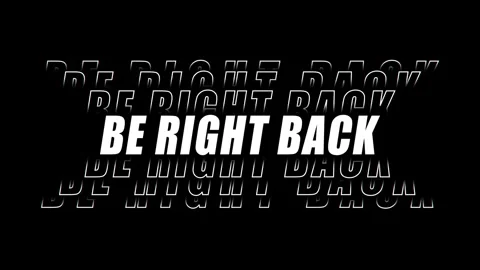 Be Right Back text animation with glitch effect for live streams and broadcasts Stock Footage 336060750