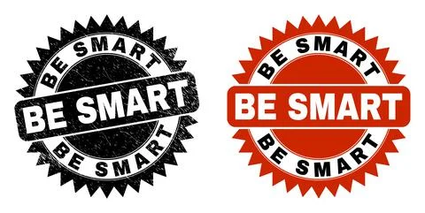 BE SMART Black Rosette Watermark with Distress Texture Illustrazione stock