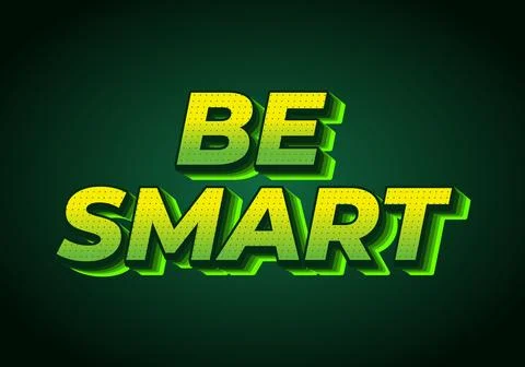 Be Smart. Bold 3D Text Design with Playful Modern Typography. Light green Stock Illustration
