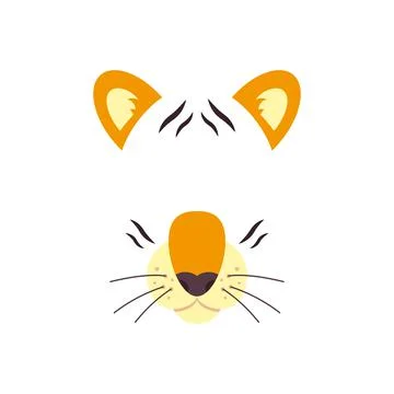 Be a tiger at the party. Mask. Vector illustration isolated on white backgrou Stock Illustration