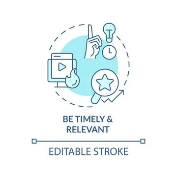 Be timely and relevant turquoise concept icon Stock Illustration